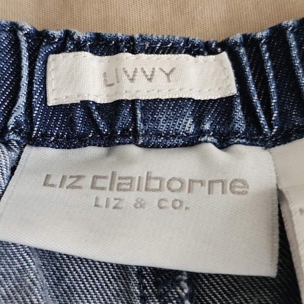 Liz Claiborne Livy Tencel Chambray Jeans Loosefit Casual Blue Womens Large - Picture 10 of 14